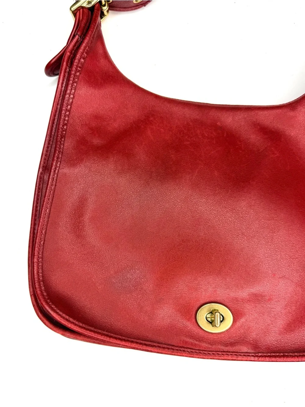 COACH VINTAGE  LEGACY CRESCENT RED LEATHER SADDLE BAG 9718 90s Purse - Picture 2 of 11